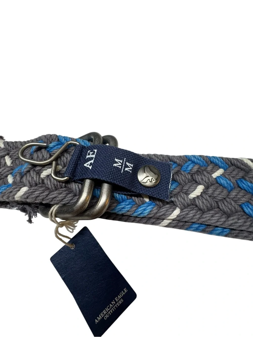 American Eagle Mens Woven Braided Belt Medium Blue New